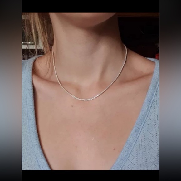 Silver necklace sparkling Italian womans sparkle beautiful classy elegant new - Picture 7 of 10